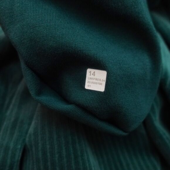 Lululemon Size 14 Scuba Mid Rise Wide Leg Velvet Cord Pants Green SMTL Corduroy - Picture 7 of 8